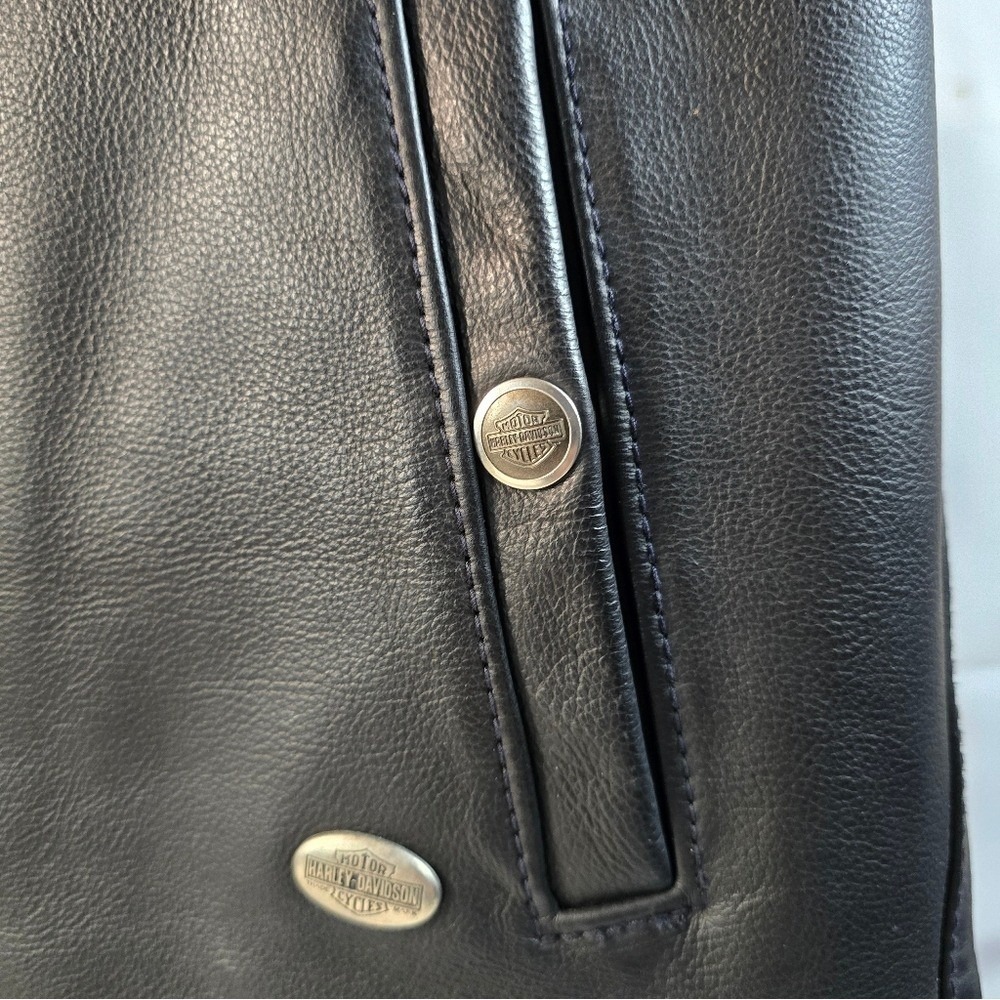 Harley‎ Davidson Mens Black Genuine Leather Biker Vest XXXL Made in USA CA 03402 - Picture 8 of 9